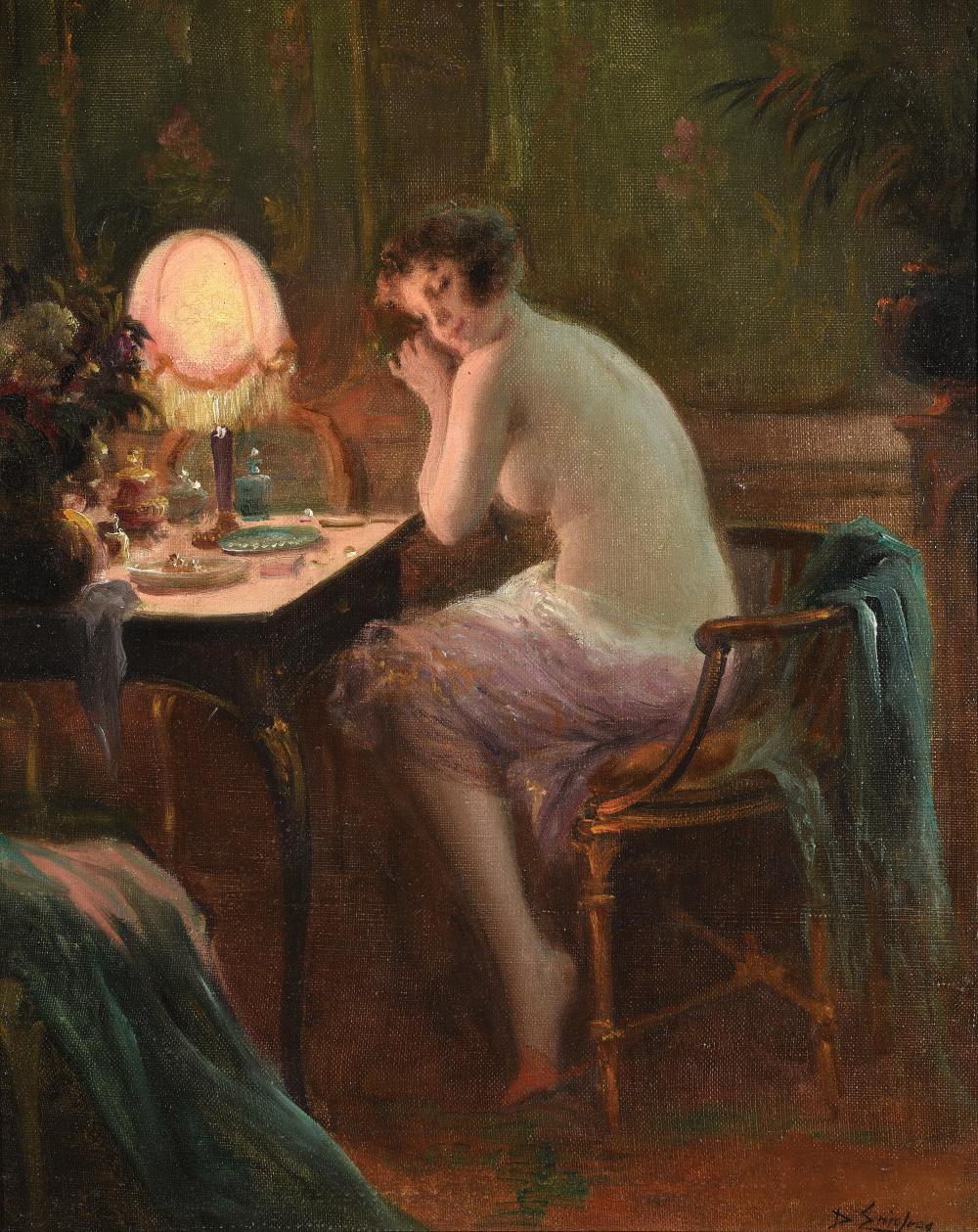 Una donna davanti alla sua toeletta